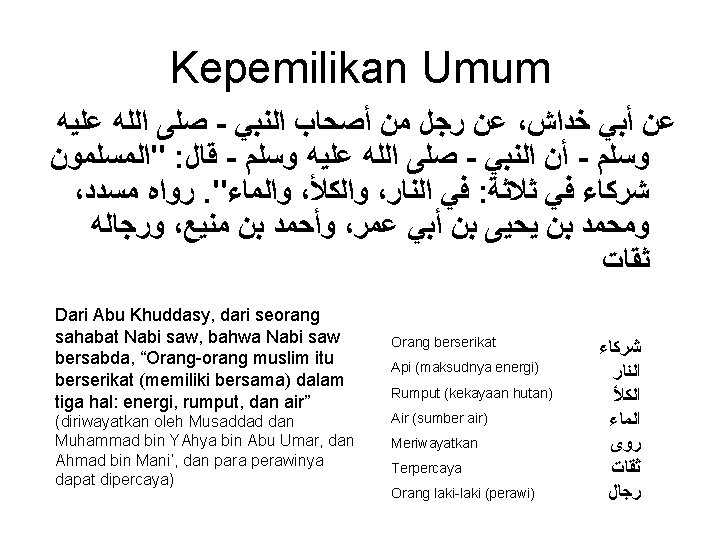 Kepemilikan Umum ﺻﻠﻰ ﺍﻟﻠﻪ ﻋﻠﻴﻪ - ﻋﻦ ﺭﺟﻞ ﻣﻦ ﺃﺼﺤﺎﺏ ﺍﻟﻨﺒﻲ ، ﻋﻦ ﺃﺒﻲ