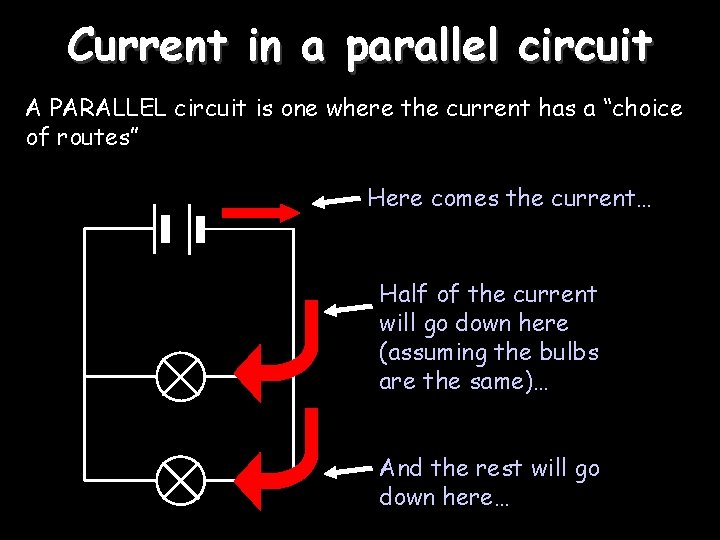 Current in a parallel circuit A PARALLEL circuit is one where the current has