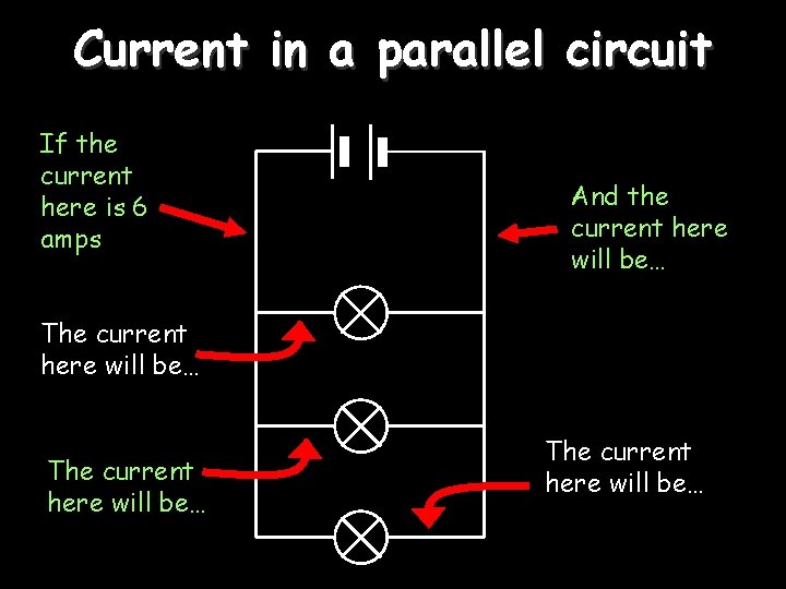 Current in a parallel circuit If the current here is 6 amps And the