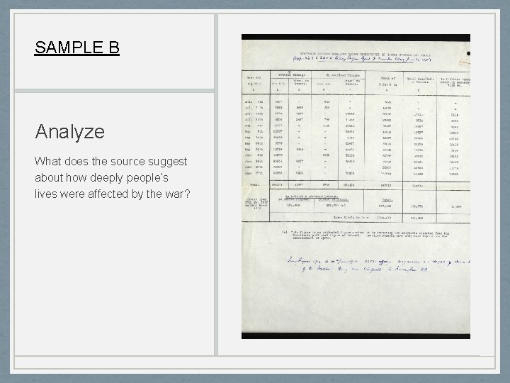 SAMPLE B Analyze What does the source suggest about how deeply people’s lives were