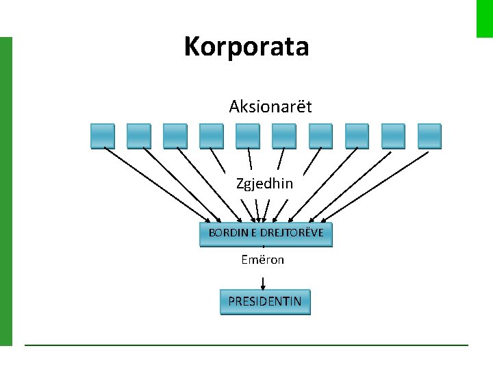 Korporata Aksionarët Zgjedhin BORDIN E DREJTORËVE Emëron PRESIDENTIN 