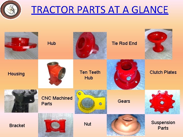 TRACTOR PARTS AT A GLANCE Hub Tie Rod End Ten Teeth Hub Housing CNC