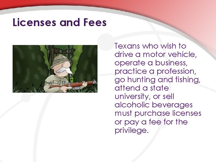 Licenses and Fees Texans who wish to drive a motor vehicle, operate a business,