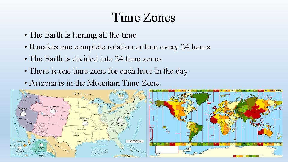 Time Zones • The Earth is turning all the time • It makes one