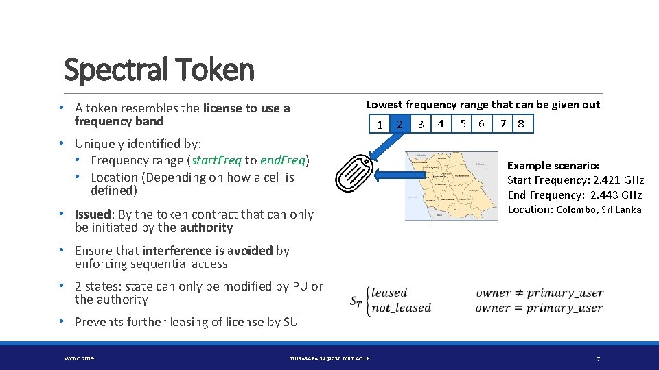 Spectral Token • A token resembles the license to use a frequency band Lowest