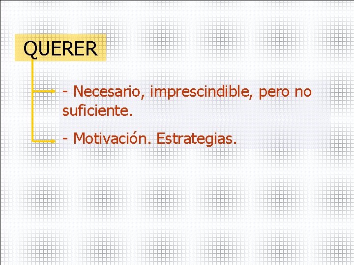 QUERER - Necesario, imprescindible, pero no suficiente. - Motivación. Estrategias. 