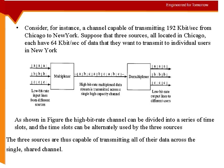  • Consider, for instance, a channel capable of transmitting 192 Kbit/sec from Chicago