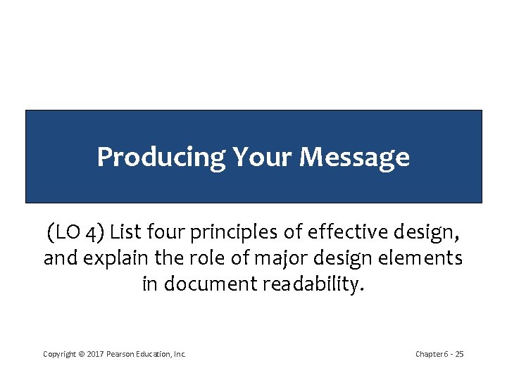 Producing Your Message (LO 4) List four principles of effective design, and explain the