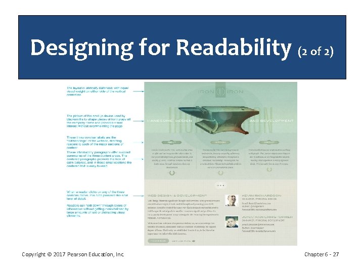 Designing for Readability (2 of 2) Copyright © 2017 Pearson Education, Inc. Chapter 6