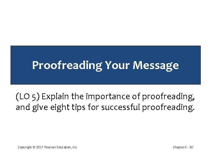 Proofreading Your Message (LO 5) Explain the importance of proofreading, and give eight tips