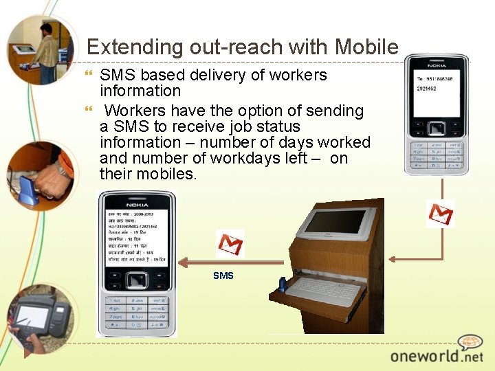 Extending out-reach with Mobile SMS based delivery of workers information Workers have the option