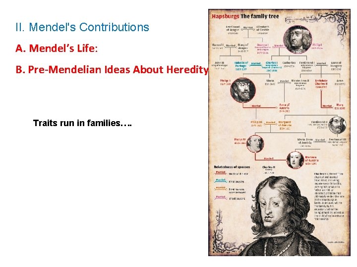 II. Mendel's Contributions A. Mendel’s Life: B. Pre-Mendelian Ideas About Heredity Traits run in