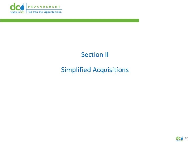 Section II Simplified Acquisitions 10 