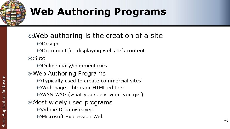 Web Authoring Programs Web authoring is the creation of a site Design Document file Web Authoring Programs Web authoring is the creation of a site Design Document file