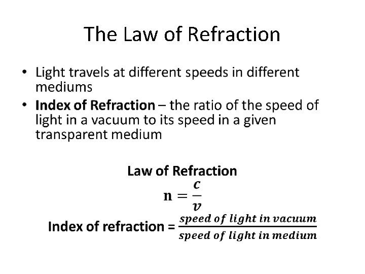 The Law of Refraction • 