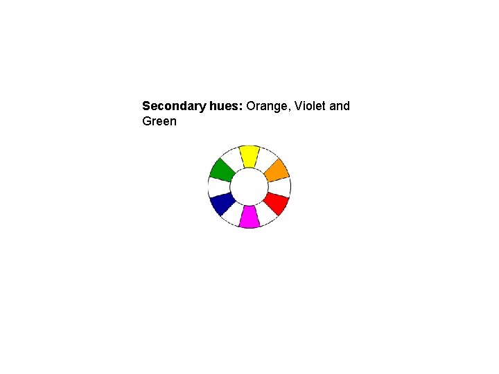 Secondary hues: Orange, Violet and Green 