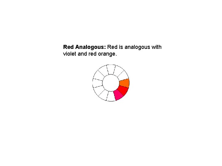 Red Analogous: Red is analogous with violet and red orange. Red Analogous: Red is analogous with violet and red orange.