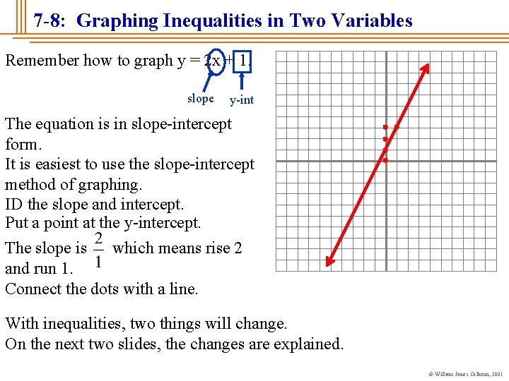 7 -8: Graphing Inequalities in Two Variables Remember how to graph y = 2
