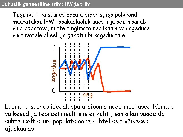 Juhuslik geneetiline triiv: HW ja triiv Tegelikult ka suures populatsioonis, iga põlvkond määratakse HW