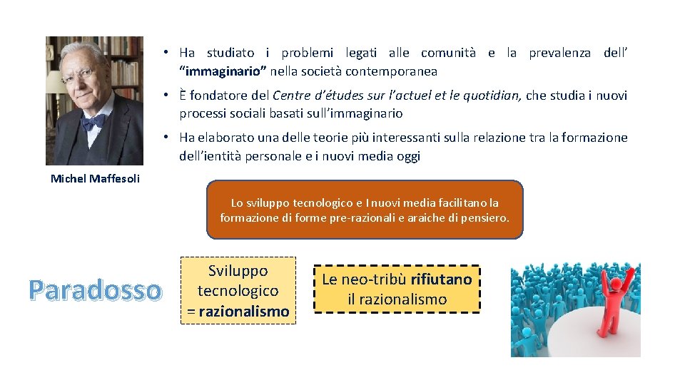  • Ha studiato i problemi legati alle comunità e la prevalenza dell’ “immaginario”