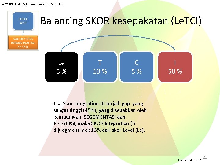 APC KPKU 2017 - Forum Ekselen BUMN (FEB) Balancing SKOR kesepakatan (Le. TCI) Le