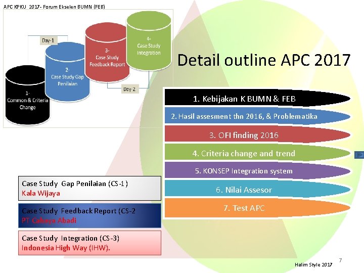 APC KPKU 2017 - Forum Ekselen BUMN (FEB) Detail outline APC 2017 1. Kebijakan