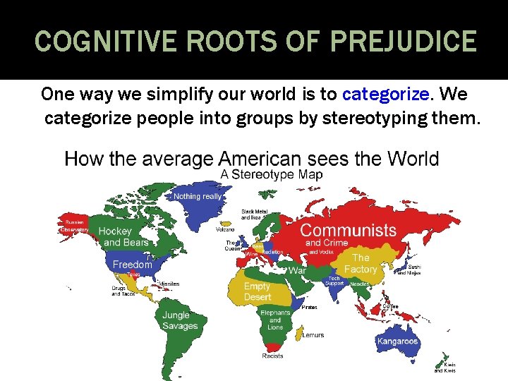 COGNITIVE ROOTS OF PREJUDICE One way we simplify our world is to categorize. We