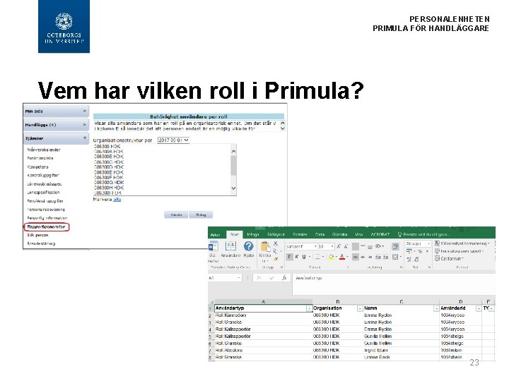 PERSONALENHETEN PRIMULA FÖR HANDLÄGGARE Vem har vilken roll i Primula? 23 