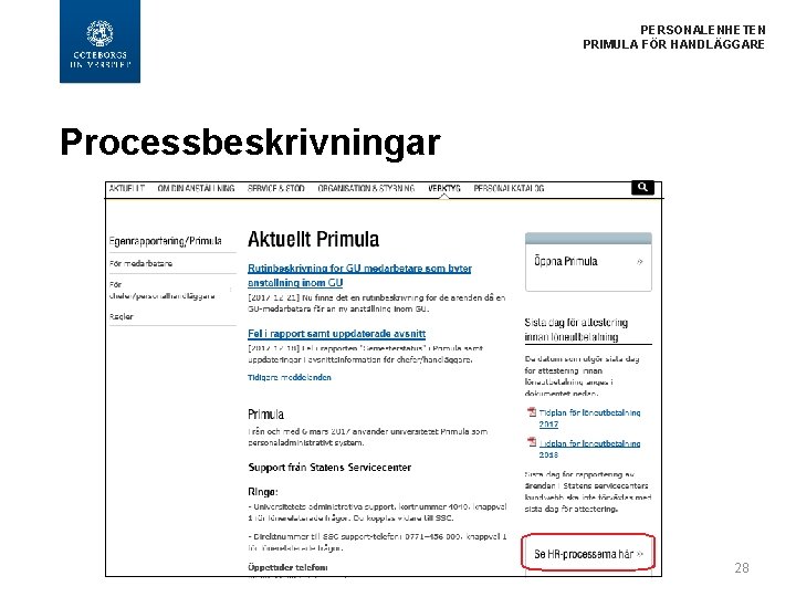 PERSONALENHETEN PRIMULA FÖR HANDLÄGGARE Processbeskrivningar 28 