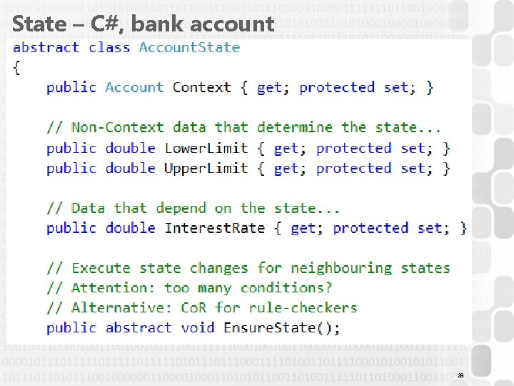 State – C#, bank account 28 