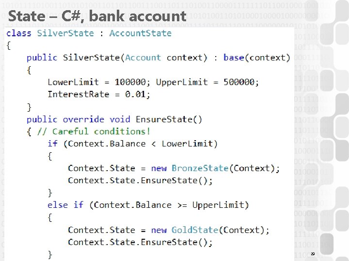 State – C#, bank account 29 