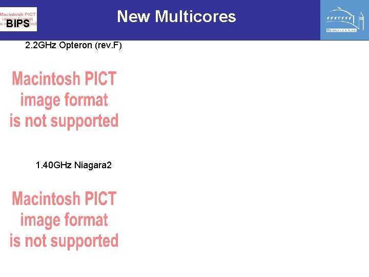 New Multicores BIPS 2. 2 GHz Opteron (rev. F) 1. 40 GHz Niagara 2