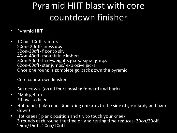 Pyramid HIIT blast with core countdown finisher • Pyramid HIIT • 10 on- 10