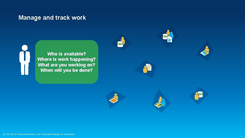 Manage and track work Who is available? Where is work happening? What are you