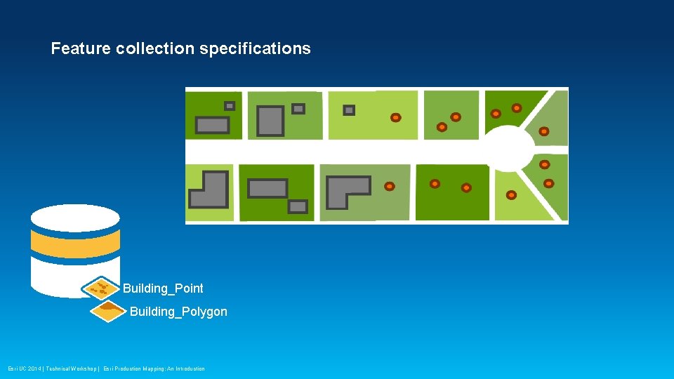 Feature collection specifications Building_Point Building_Polygon Esri UC 2014 | Technical Workshop | Esri Production