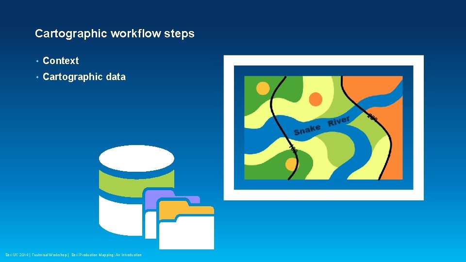 Cartographic workflow steps • Context • Cartographic data Esri UC 2014 | Technical Workshop