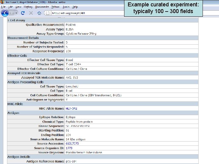 Example curated experiment: typically 100 – 300 fields 