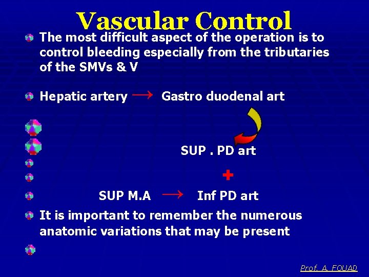 Vascular Control The most difficult aspect of the operation is to control bleeding especially