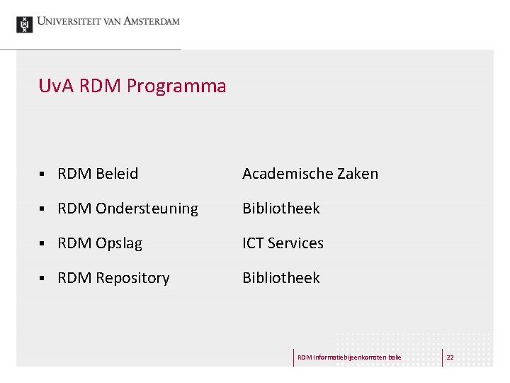 Uv. A RDM Programma § RDM Beleid Academische Zaken § RDM Ondersteuning Bibliotheek §