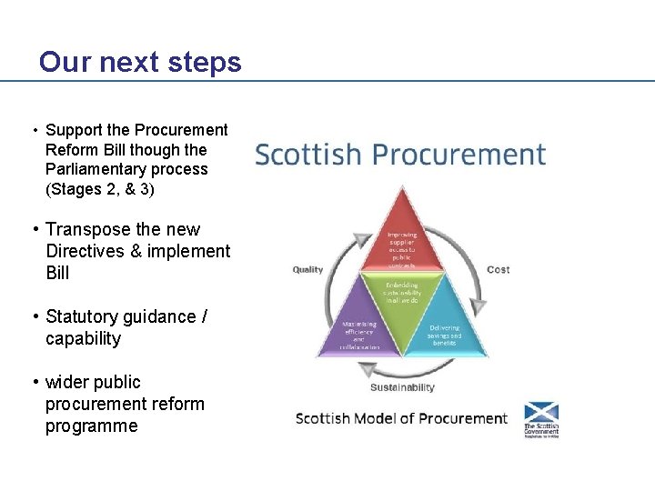 Our next steps • Support the Procurement Reform Bill though the Parliamentary process (Stages