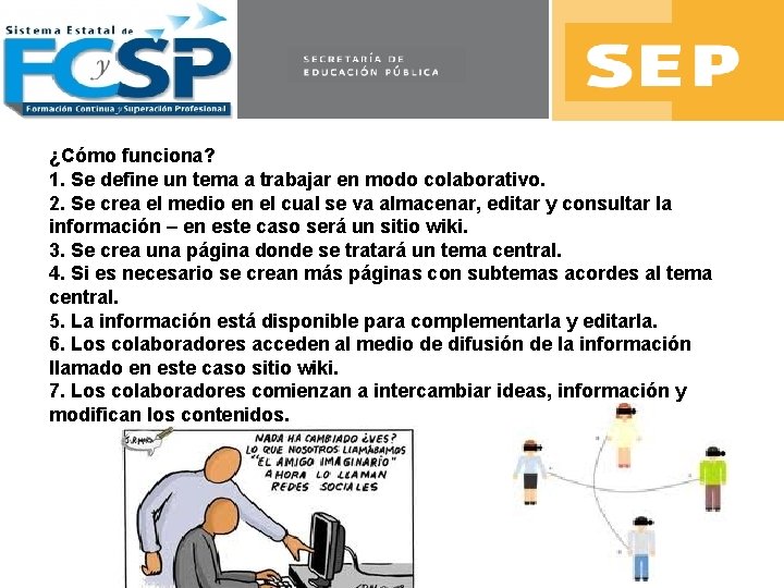 ¿Cómo funciona? 1. Se define un tema a trabajar en modo colaborativo. 2. Se