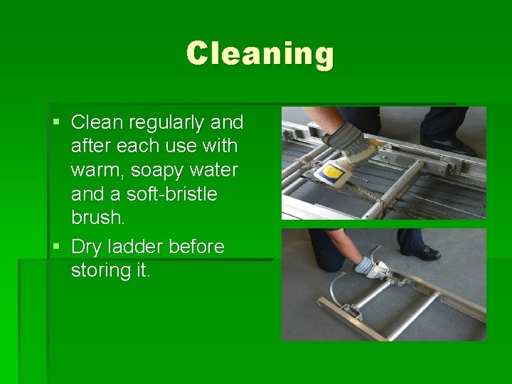 Cleaning § Clean regularly and after each use with warm, soapy water and a