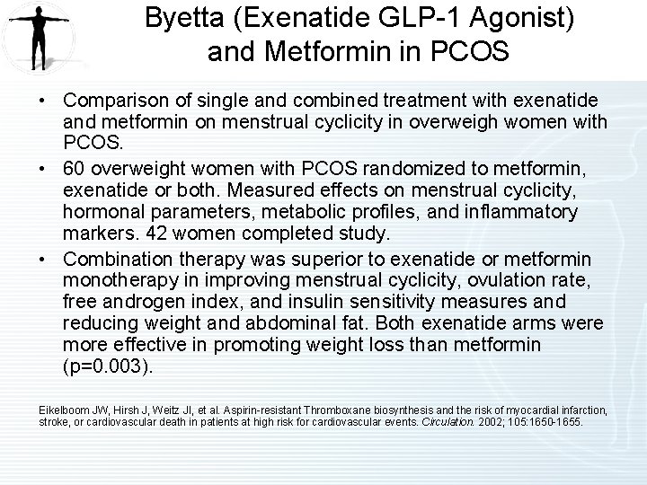 Byetta (Exenatide GLP-1 Agonist) and Metformin in PCOS • Comparison of single and combined