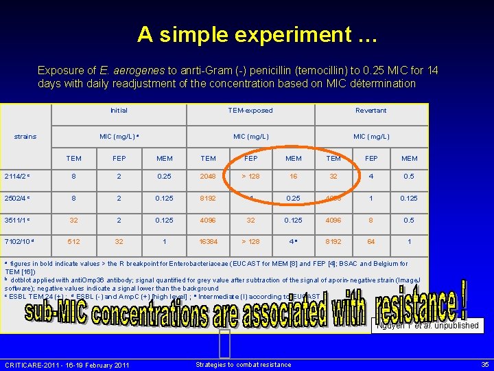 A simple experiment … Exposure of E. aerogenes to anrti-Gram (-) penicillin (temocillin) to