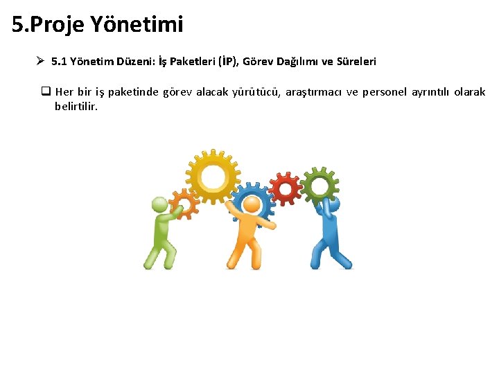 5. Proje Yönetimi Ø 5. 1 Yönetim Düzeni: İş Paketleri (İP), Görev Dağılımı ve