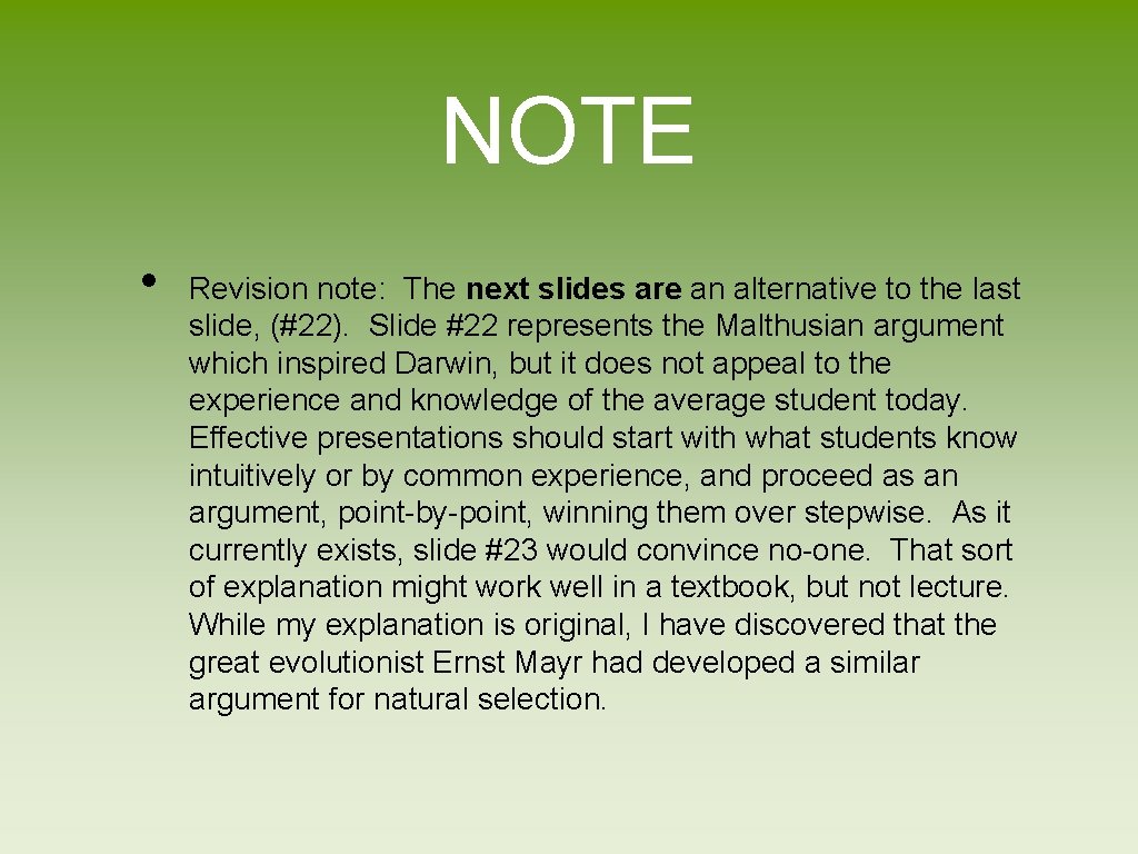 NOTE • Revision note: The next slides are an alternative to the last slide,