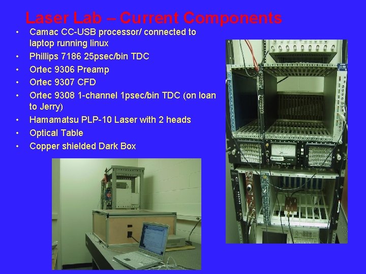  • • Laser Lab – Current Components Camac CC-USB processor/ connected to laptop