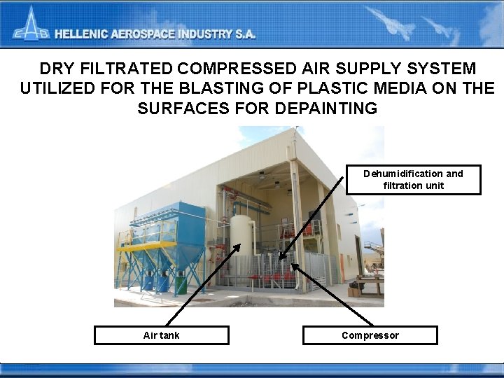 DRY FILTRATED COMPRESSED AIR SUPPLY SYSTEM UTILIZED FOR THE BLASTING OF PLASTIC MEDIA ON