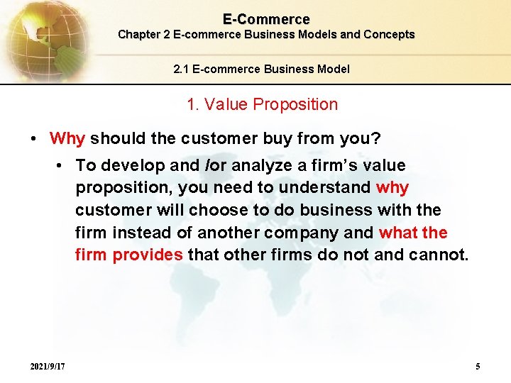 E-Commerce Chapter 2 E-commerce Business Models and Concepts 2. 1 E-commerce Business Model 1.