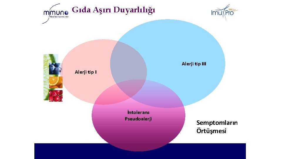 Gıda Aşırı Duyarlılığı Alerji tip III Alerji tip I İntolerans Pseudoalerji Semptomların Örtüşmesi 